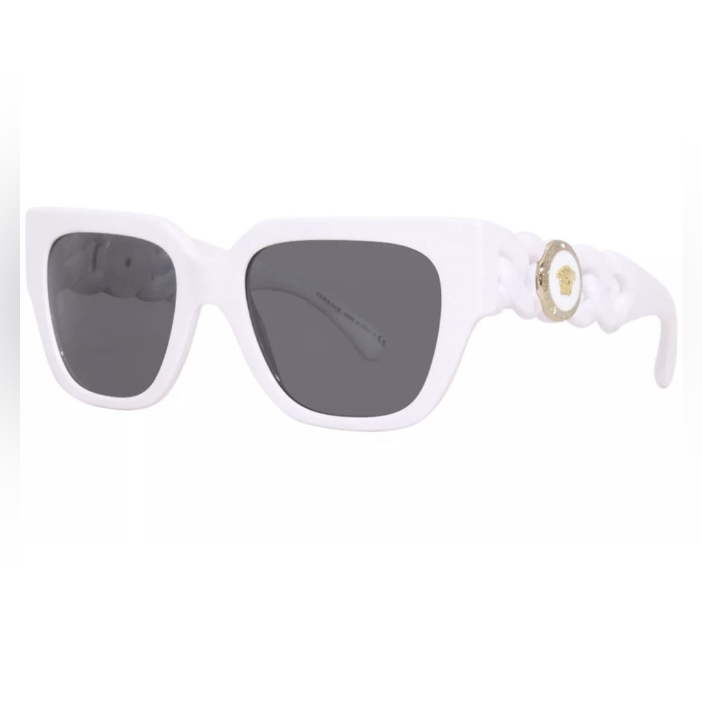 Versace 4409 314/87 Sunglasses Women's White/Dark Grey Lens Fashion Square 53mm